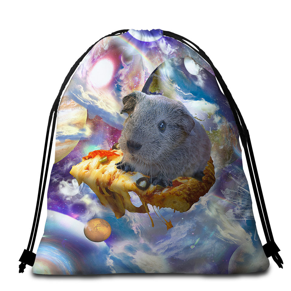 Cool Crazy Space Cute Guinea Pig Beach Towel Bags