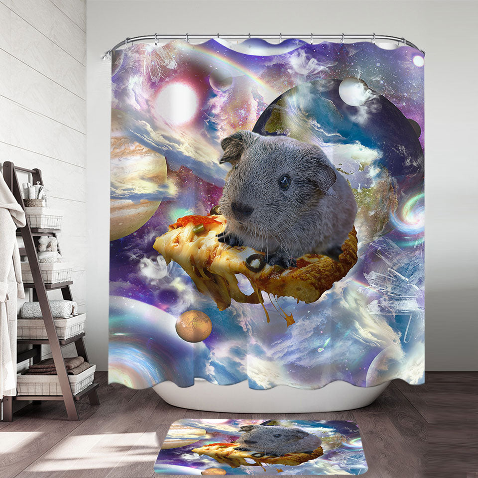 Cool Crazy Space Cute Guinea Pig Shower Curtain