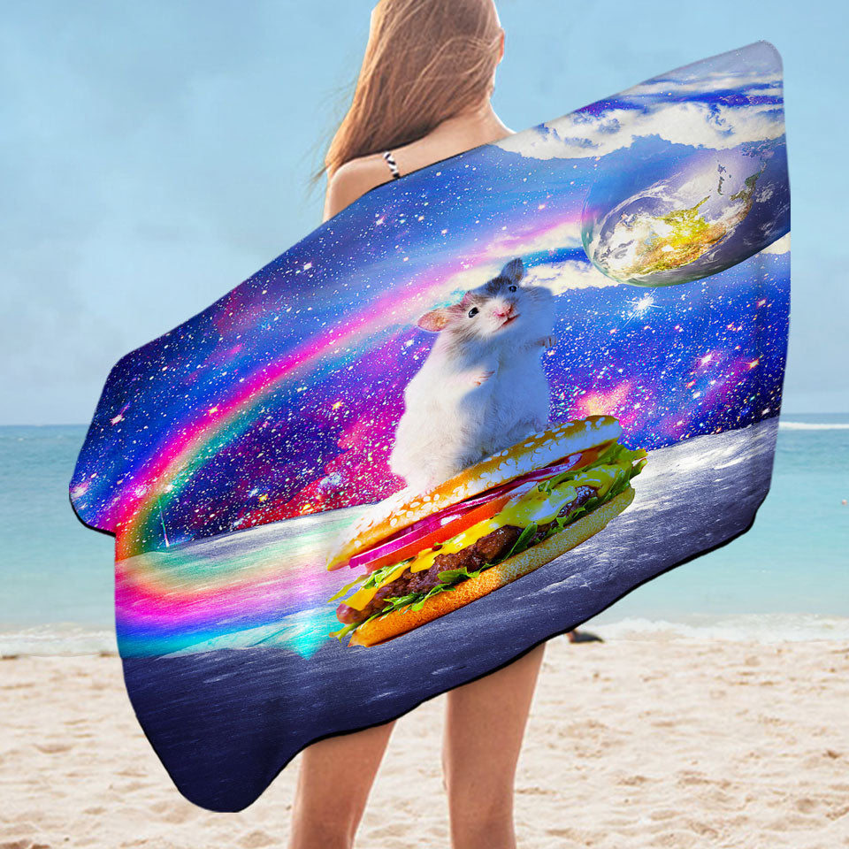 Cool Crazy Space Cute Hamster Pool Towels