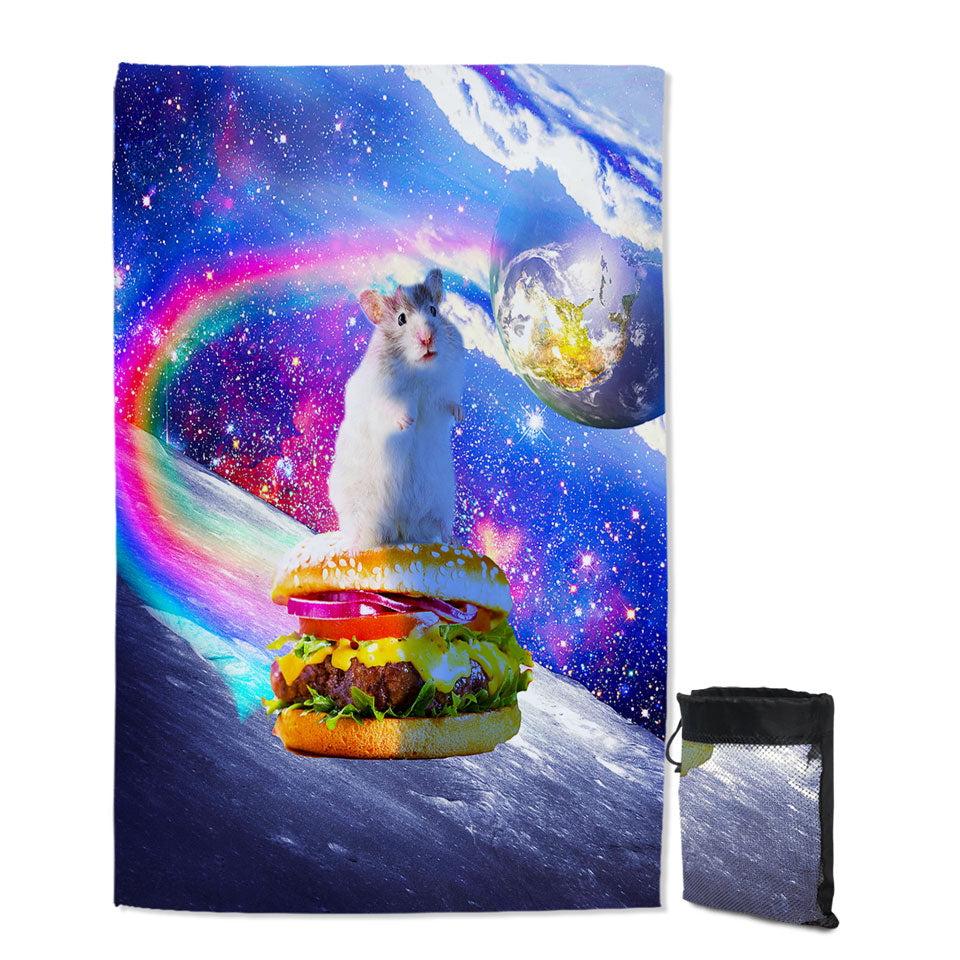 Cool Crazy Space Cute Hamster Quick Dry Beach Towel