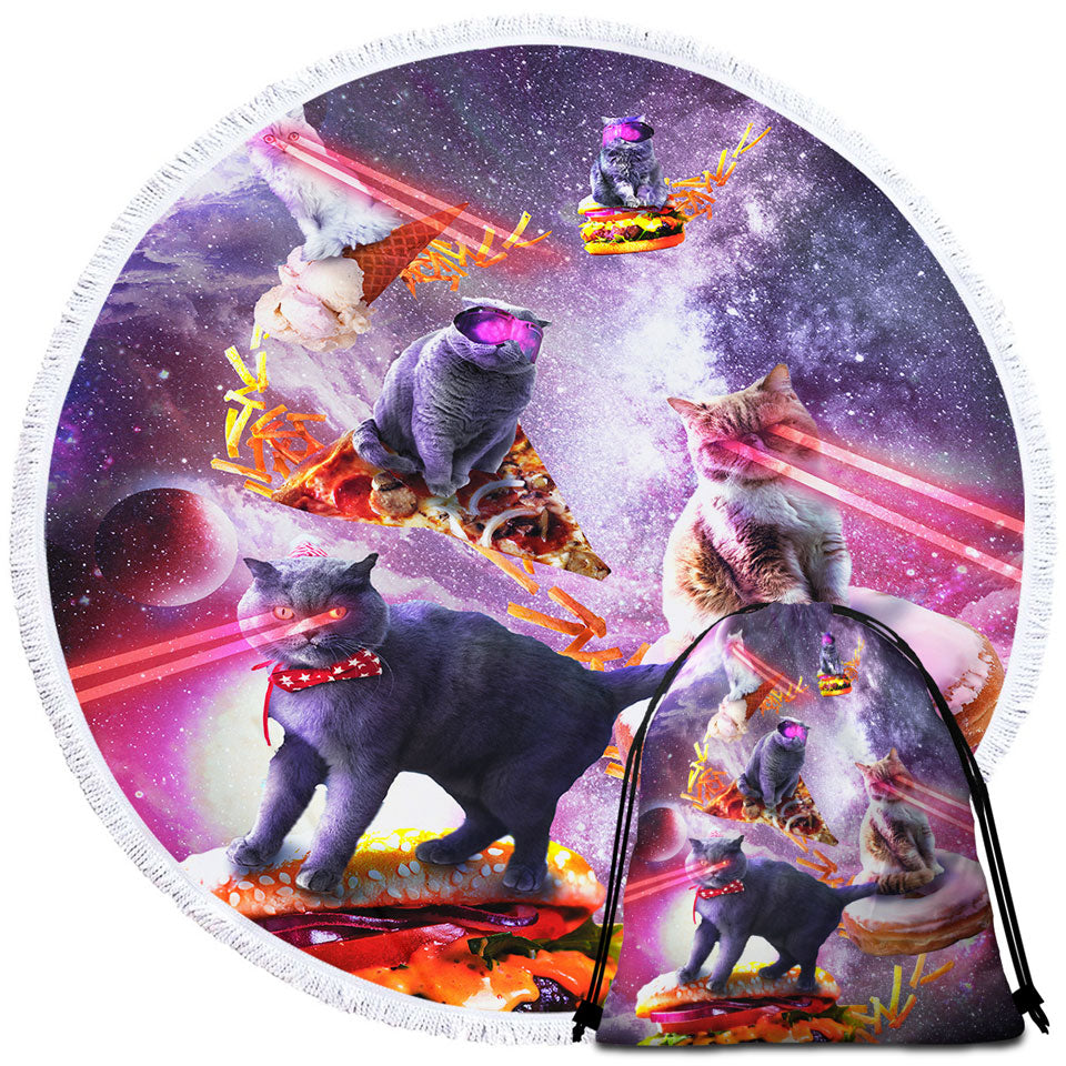 Cool Crazy Space Laser Cats Best Beach Towels