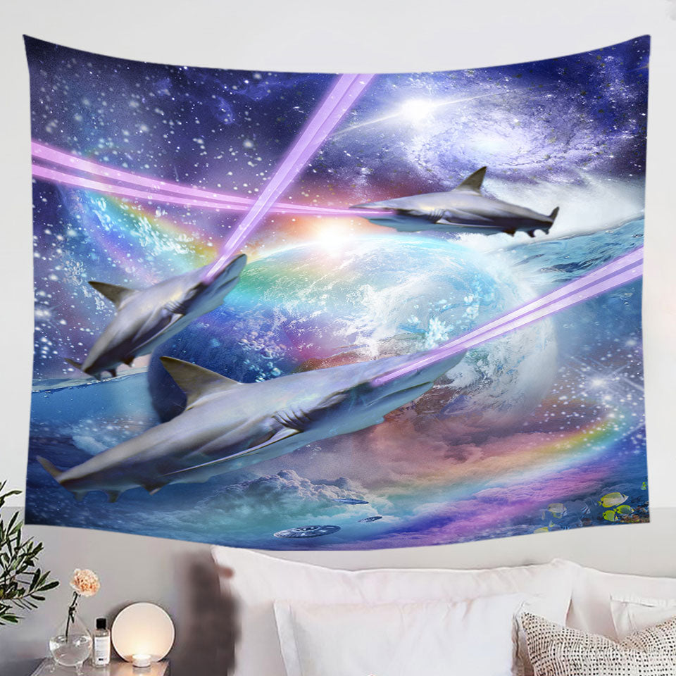 Cool-Crazy-Space-Laser-Sharks-Tapestry-Wall-Decor-for-Guys