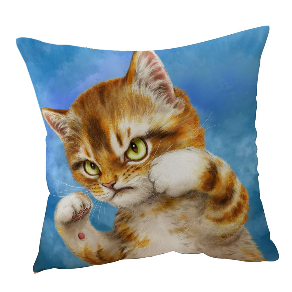 Cool Cushion Cover Cat Designs the Fighter Kitten