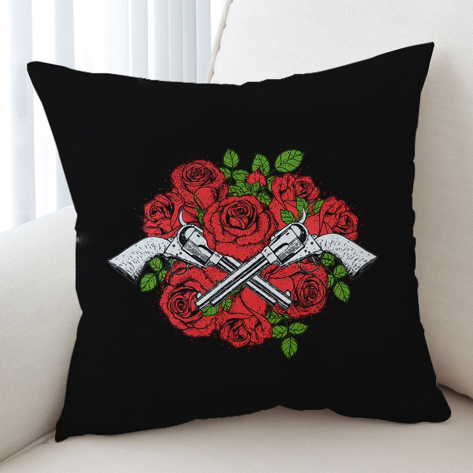 Cool Cushion Covers Drawing of Guns and Roses