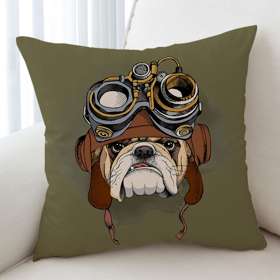 Cool Cushion Covers Pilot Bulldog Throw Pillow