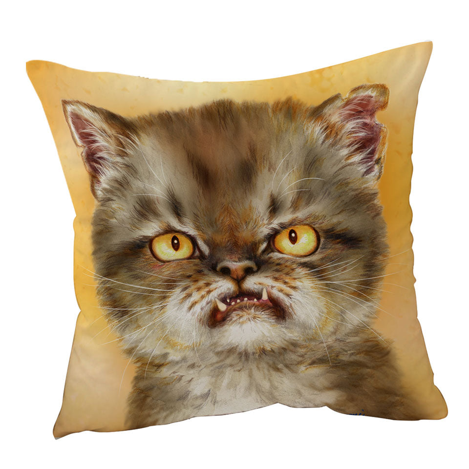 Cool Cushion Covers with Cat Art Angry Furious Kitten