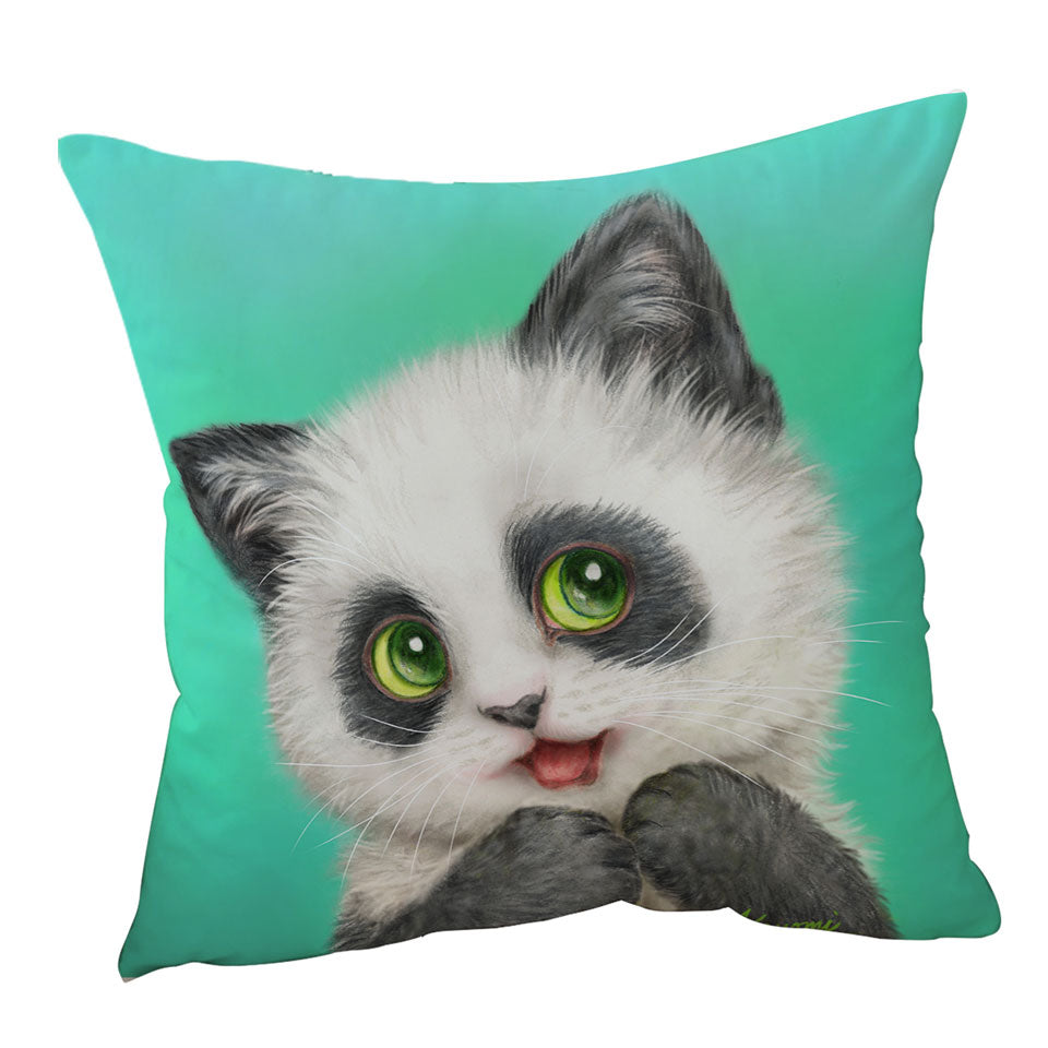 Cool Cushion Covers with Cats Art Paintings the Panda Kitten