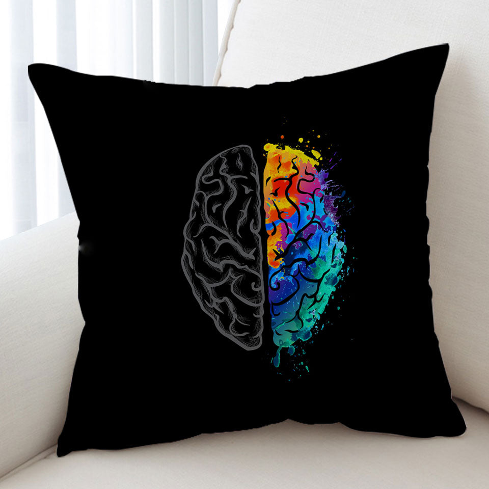 Cool Cushions Artistic Colorful and Grey Human Brain