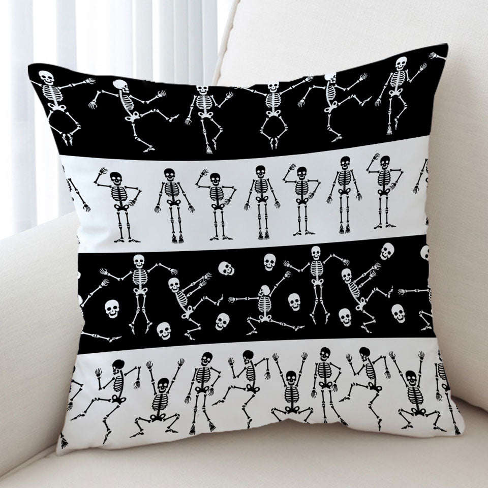 Cool Cushions Skeletons in Black White Stripes