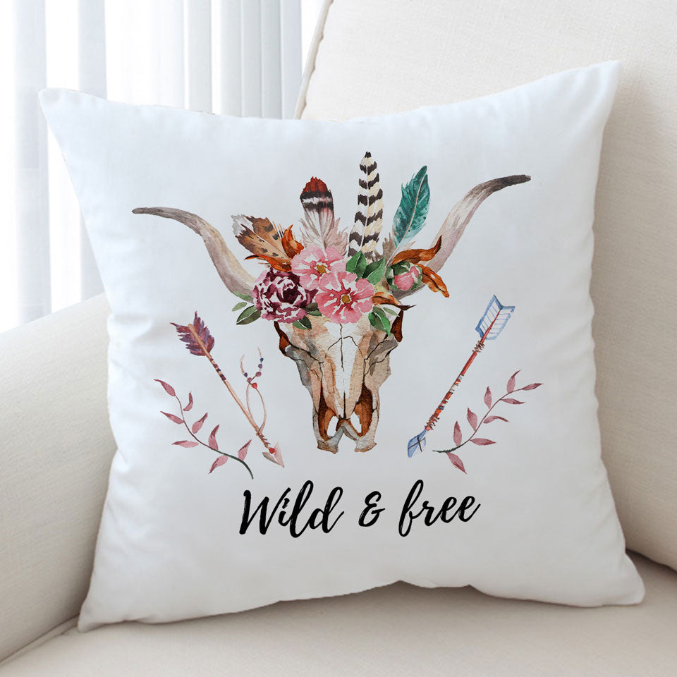 Cool Cushions Wild and Free Native Floral Bull Skull