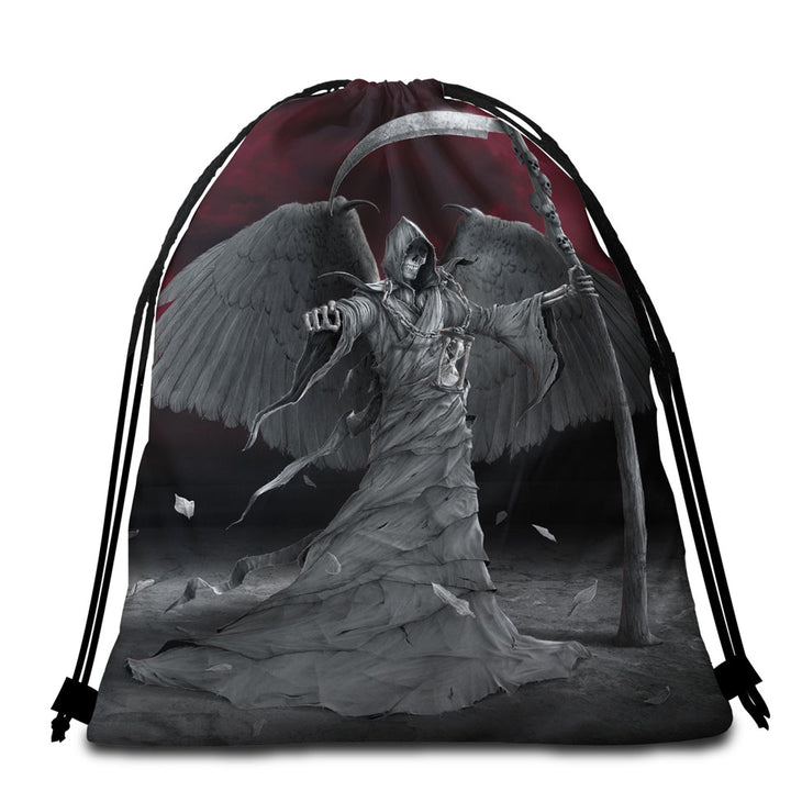 Cool Dark Art Time is Up Angel of Death Beach Bags and Towels