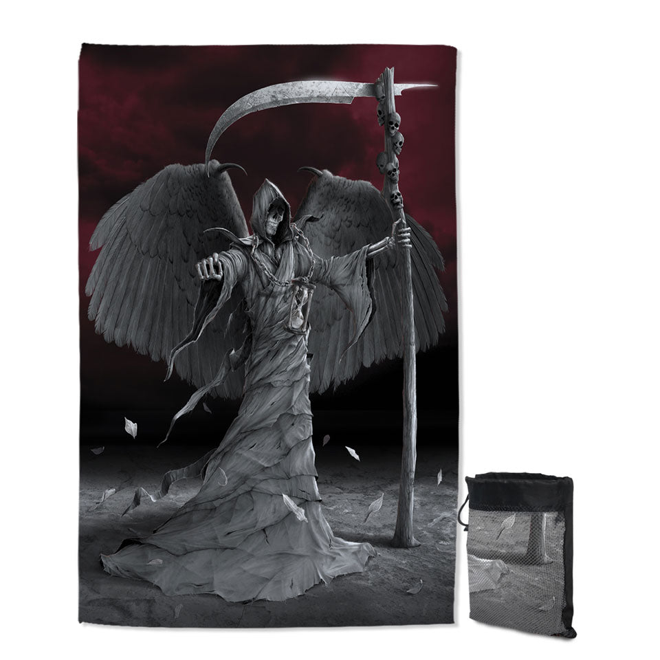 Cool Dark Art Time is Up Angel of Death Beach Towels