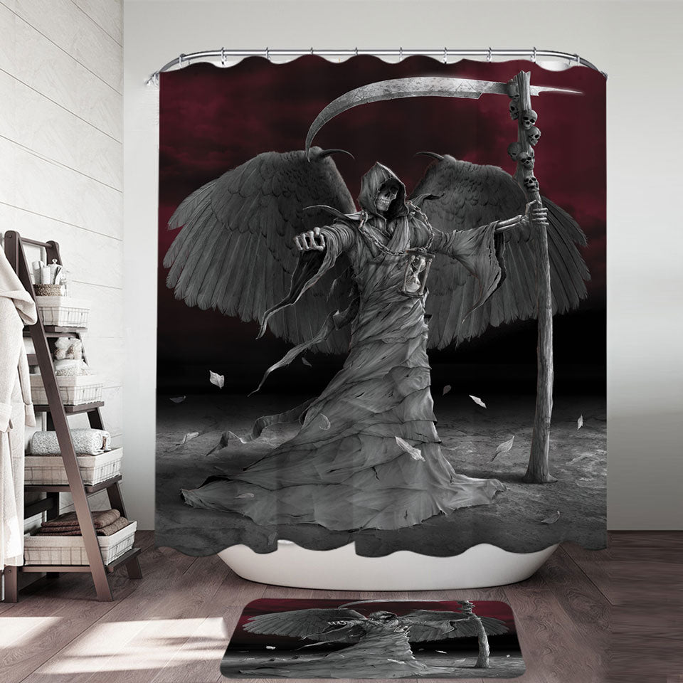 Cool Dark Art Time is Up Angel of Death Shower Curtain