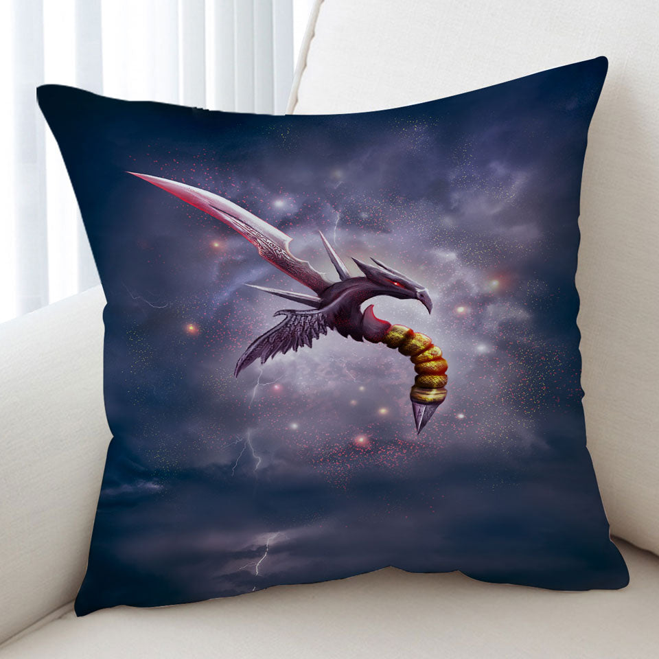 Cool Dark Dragon Blade Fiction Art Cushion