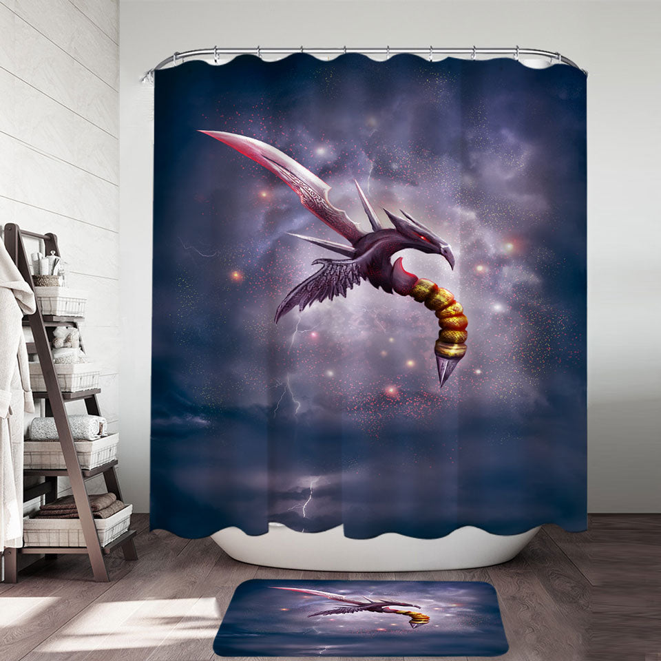 Cool Dark Dragon Blade Fiction Art Shower Curtain