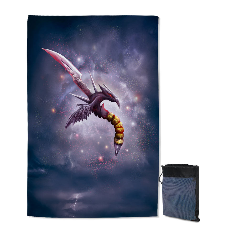 Cool Dark Dragon Blade Fiction Art Thin Beach Towels