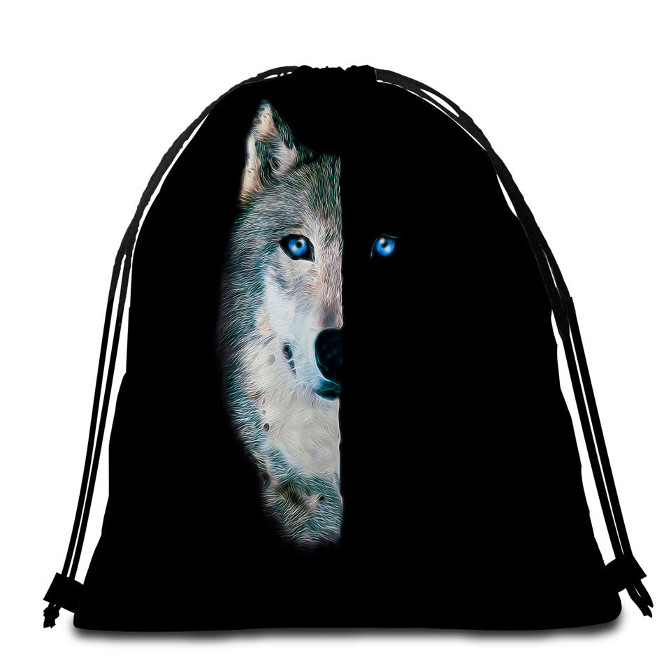 Cool Day Vs Night Wolf Beach Bags and Towels