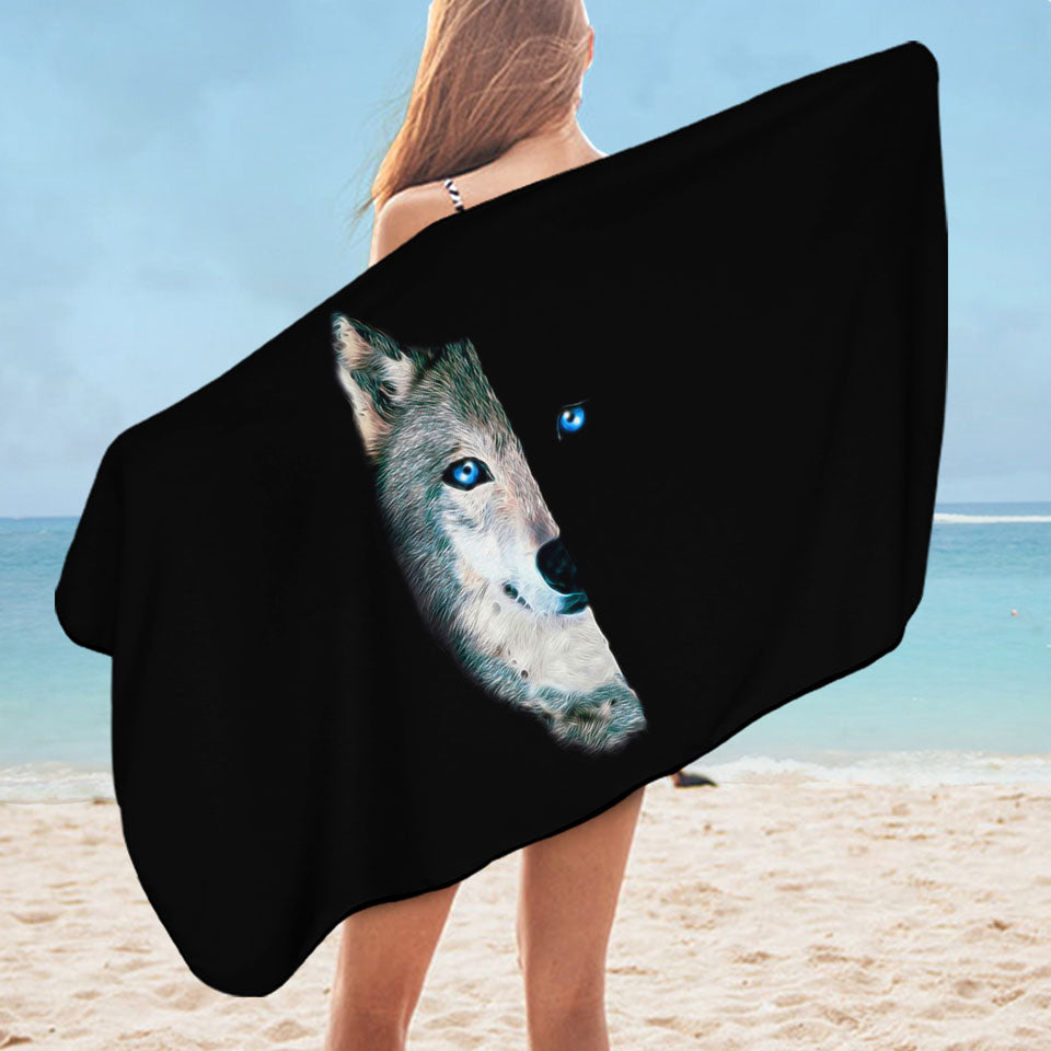 Cool Day Vs Night Wolf Boys Beach Towels