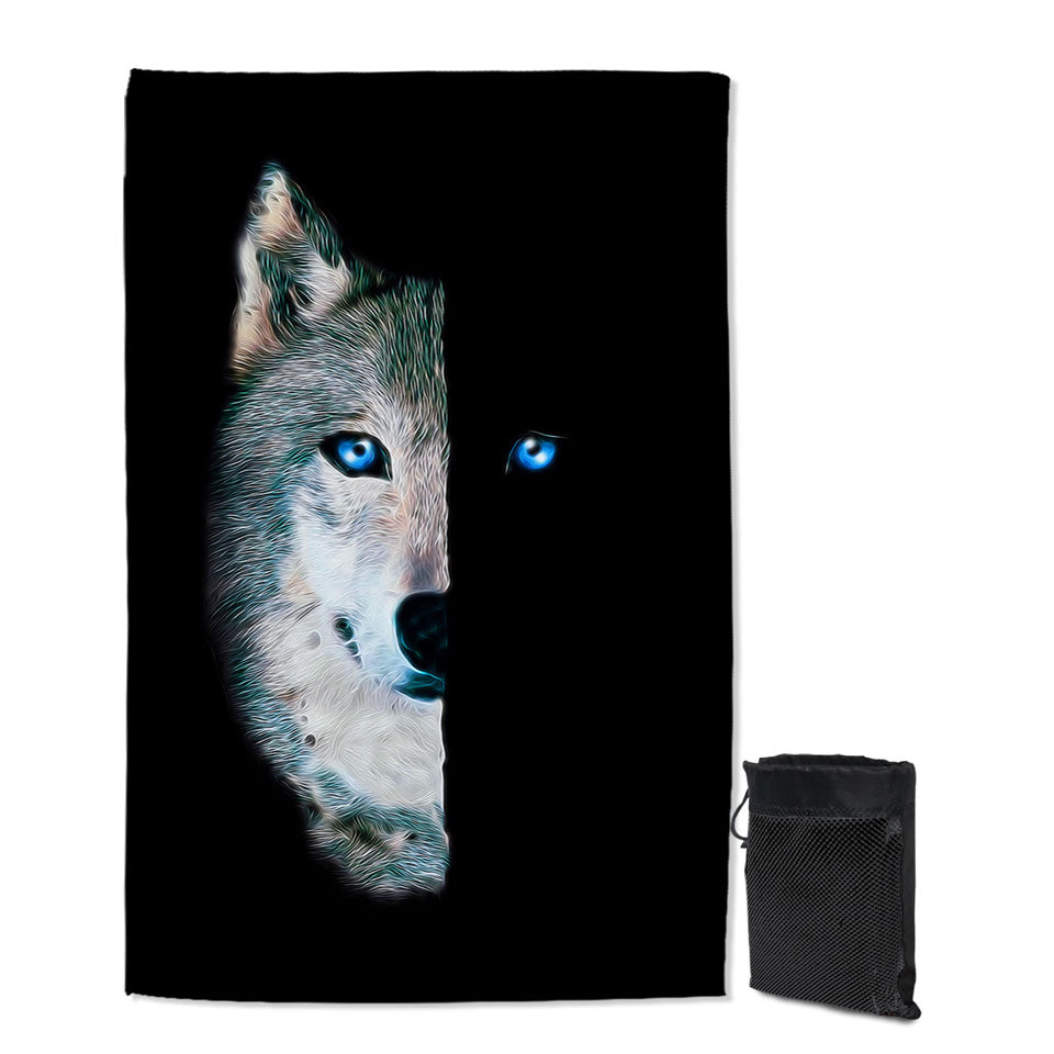 Cool Day Vs Night Wolf Quick Dry Beach Towel for Travel