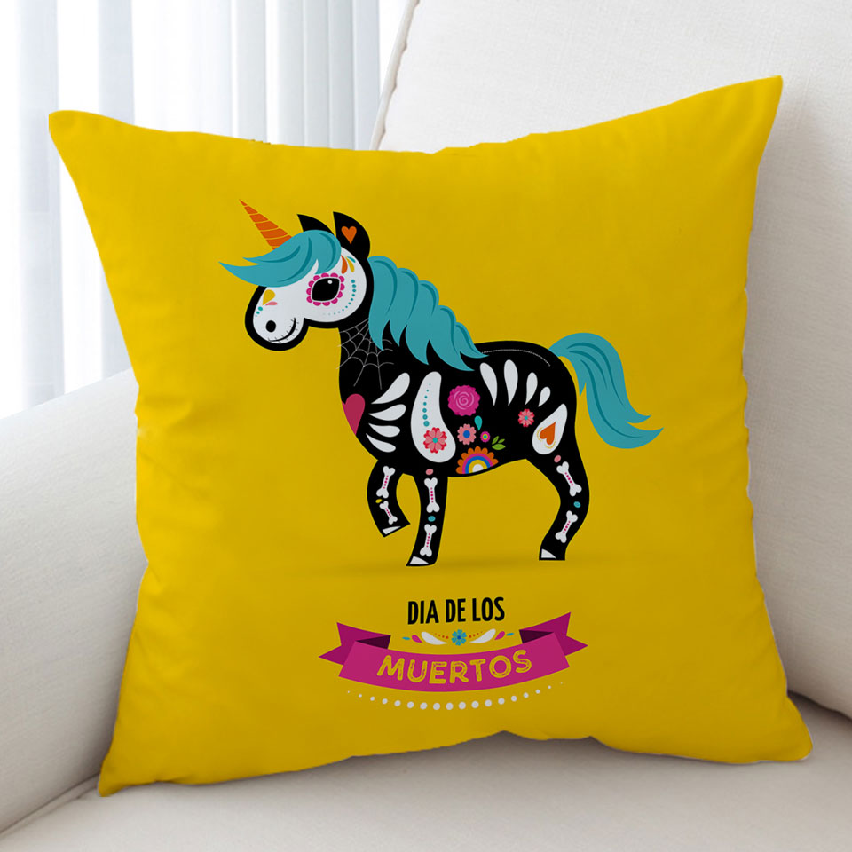 Cool Day of the Dead Unicorn Cushion Cover