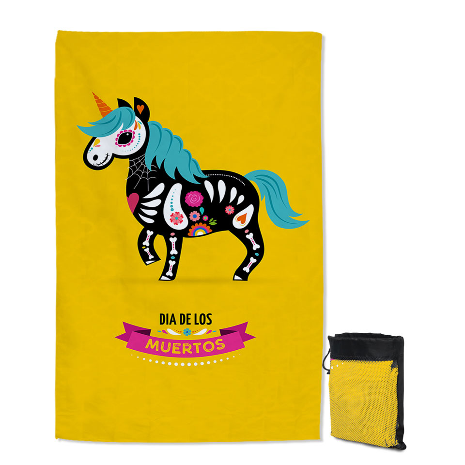 Cool Day of the Dead Unicorn Quick Dry Beach Towel