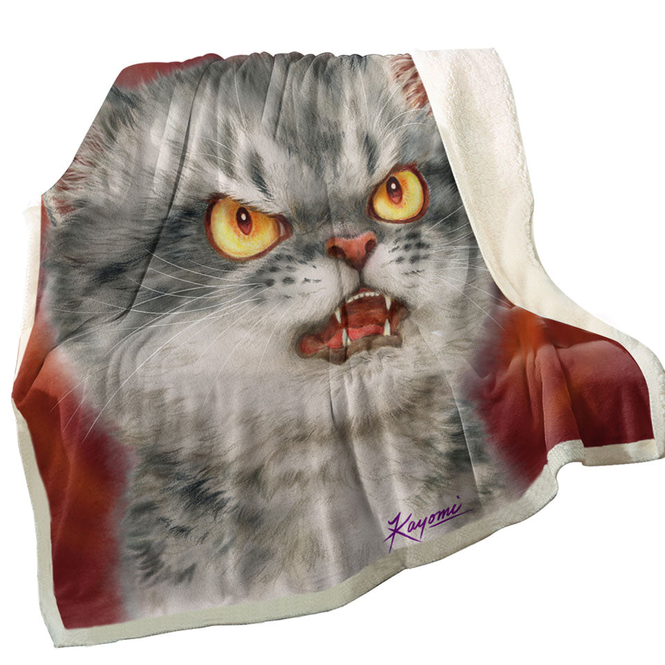 Cool Decorative Blankets Cats Designs Angry Furious Kitten