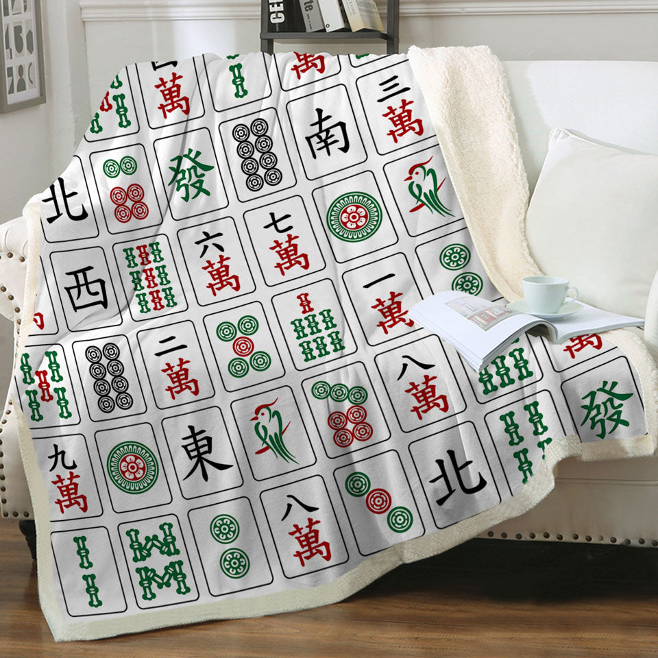 Cool Decorative Blankets Chinese Mahjong Tiles