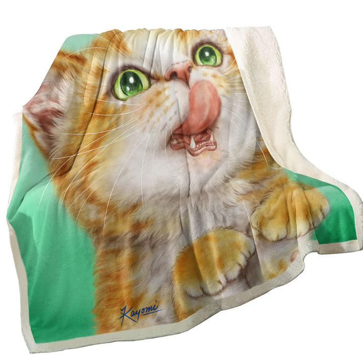 Cool Decorative Blankets The Hungry Ginger Kitten Cute Cats Art