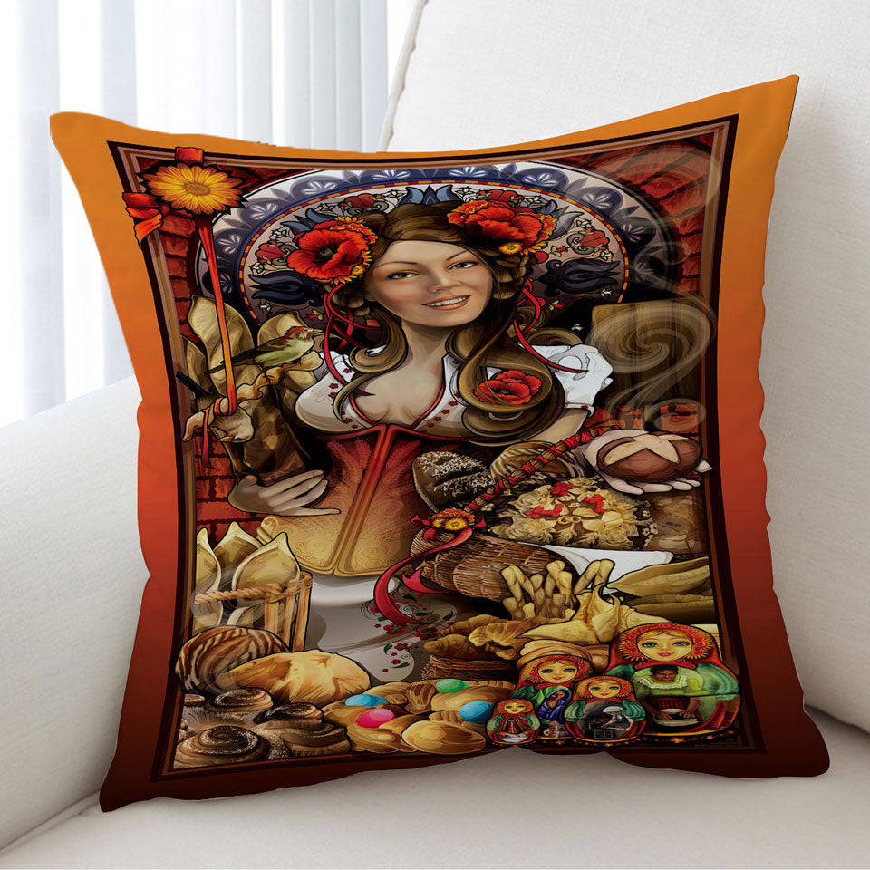 Cool Decorative Cushions Art Pretty Woman the Goddess of Bread