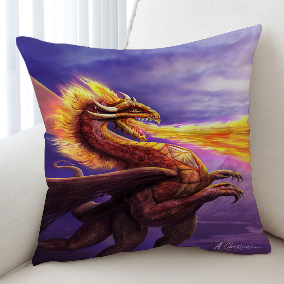 Cool Decorative Pillows Art Dragon Flame