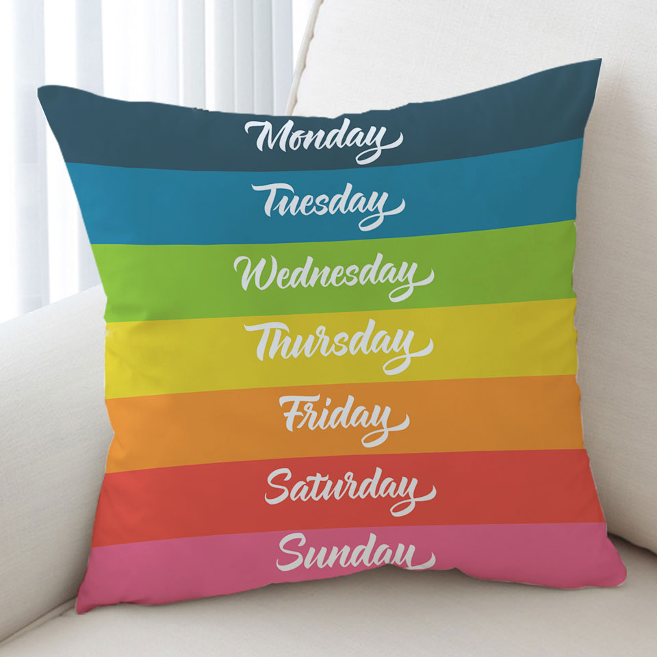 Cool Decorative Pillows Days of the Week Rainbow Flag
