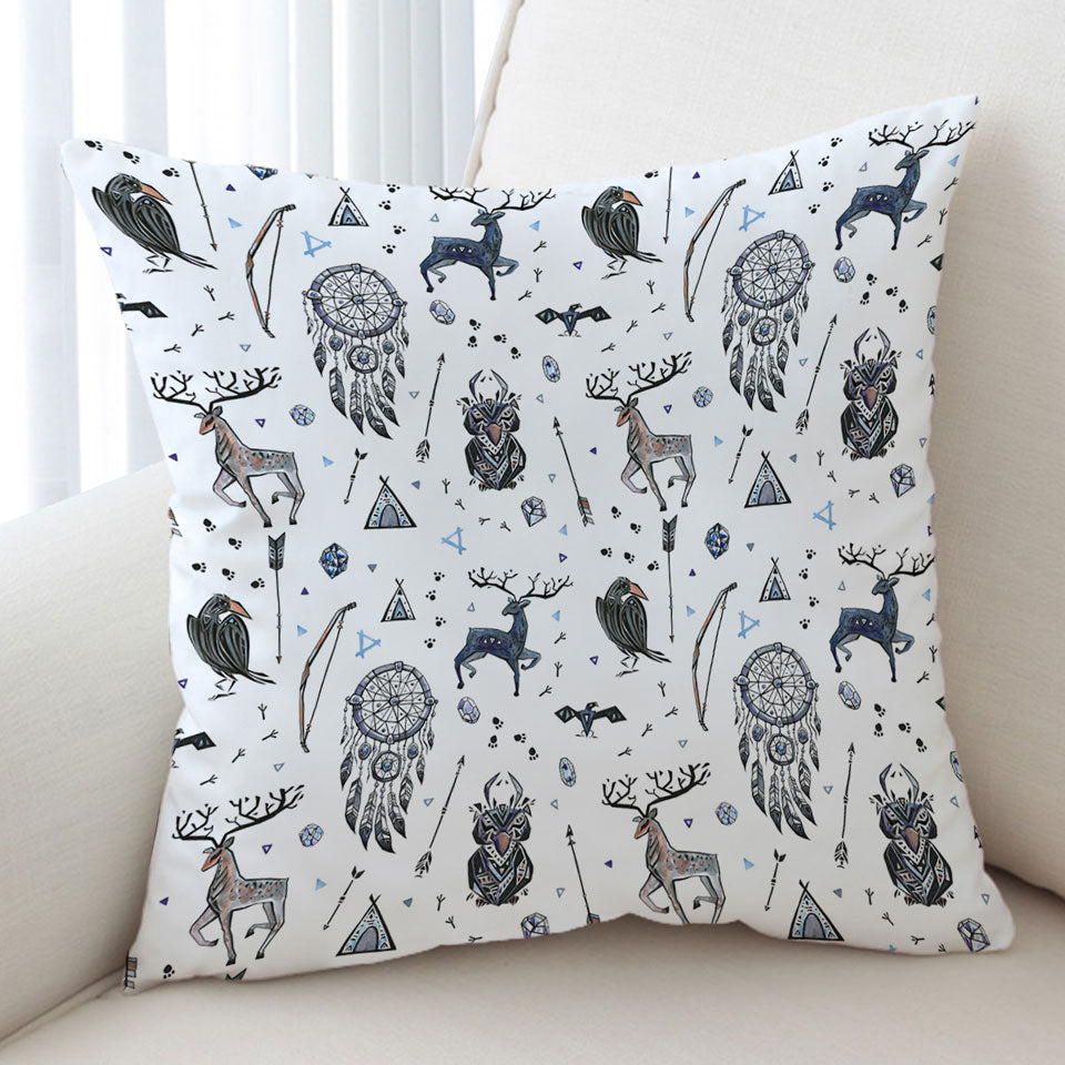 Cool Deer and Owl in Native American Cushion Covers