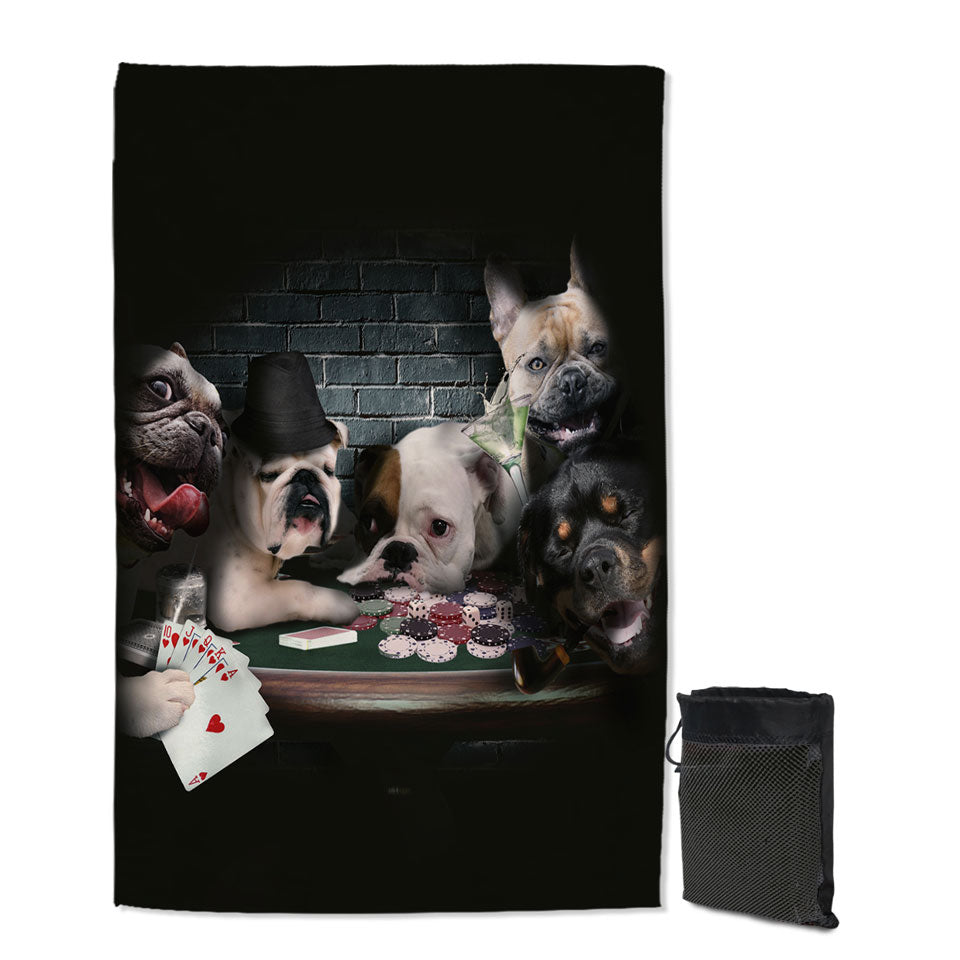 Cool Dogs Beach Towel Playing Cards Dogs Gambling