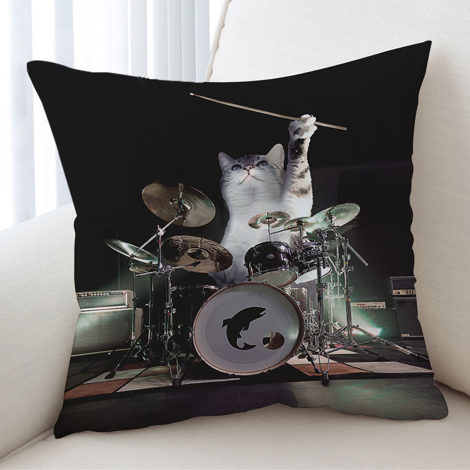 Cool Fantasy Animals Drumming Drummer Cat Cushions