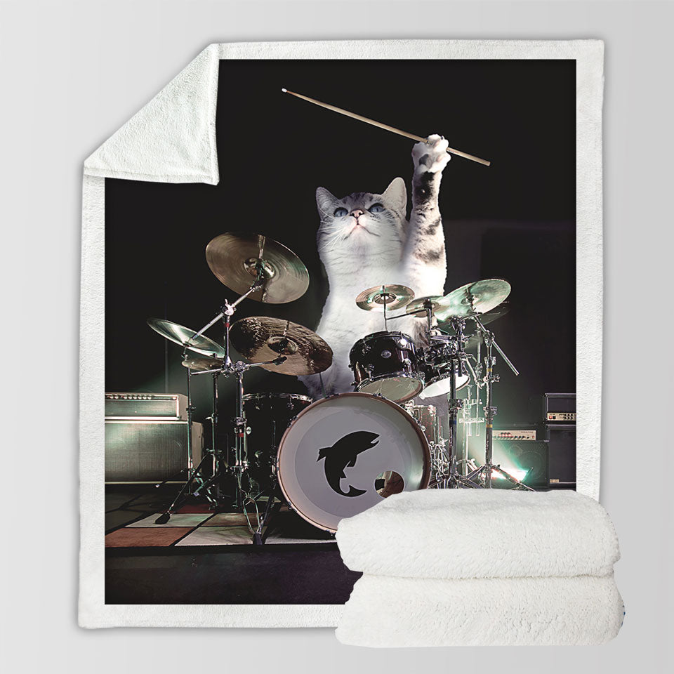 products/Cool-Fantasy-Animals-Drumming-Drummer-Cat-Kids-Sherpa-Blanket