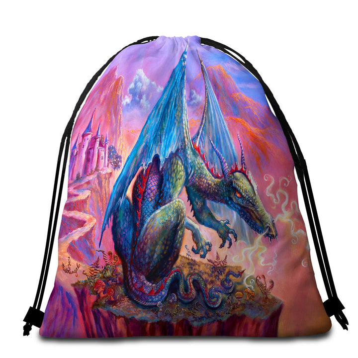 Cool Fantasy Art Angry Dragon Beach Towel Bags