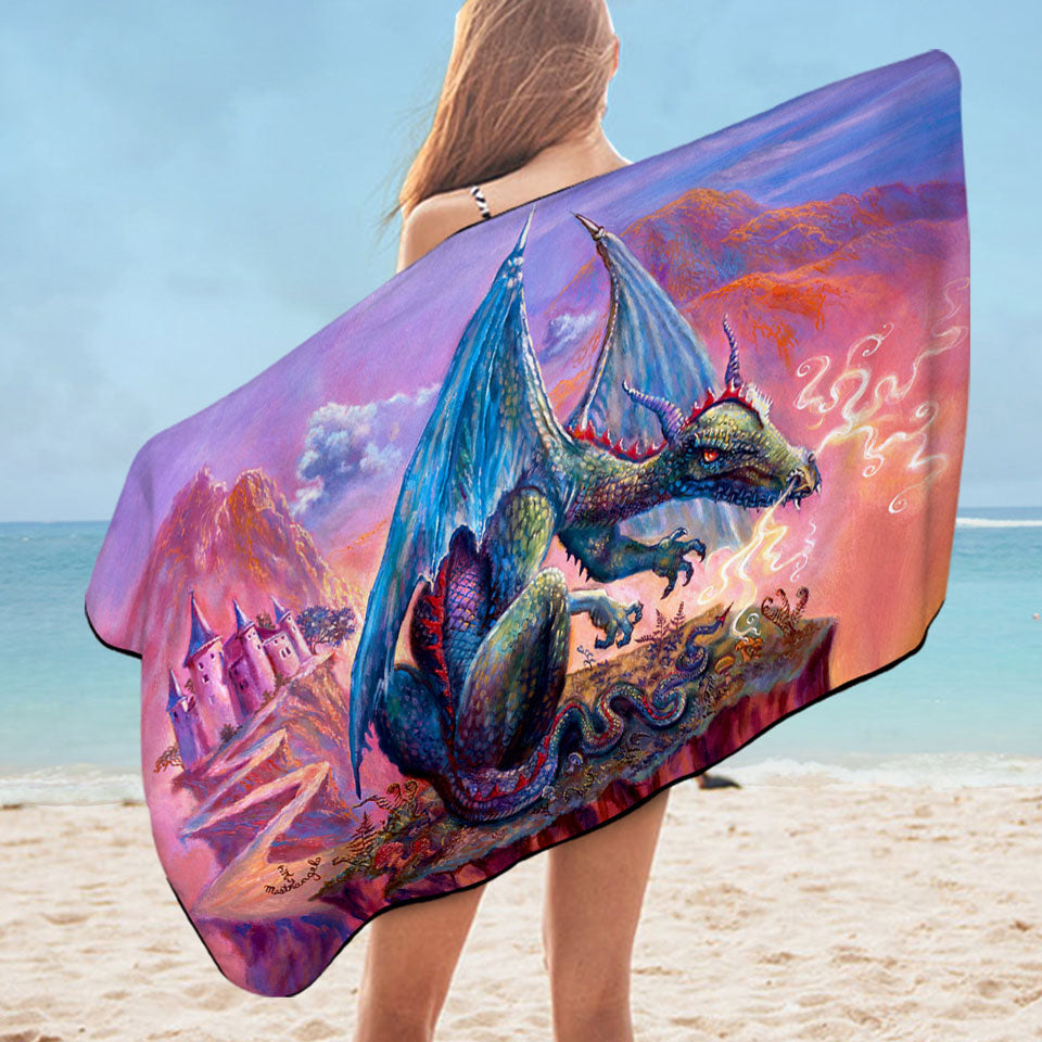 Cool Fantasy Art Angry Dragon Boys Beach Towels