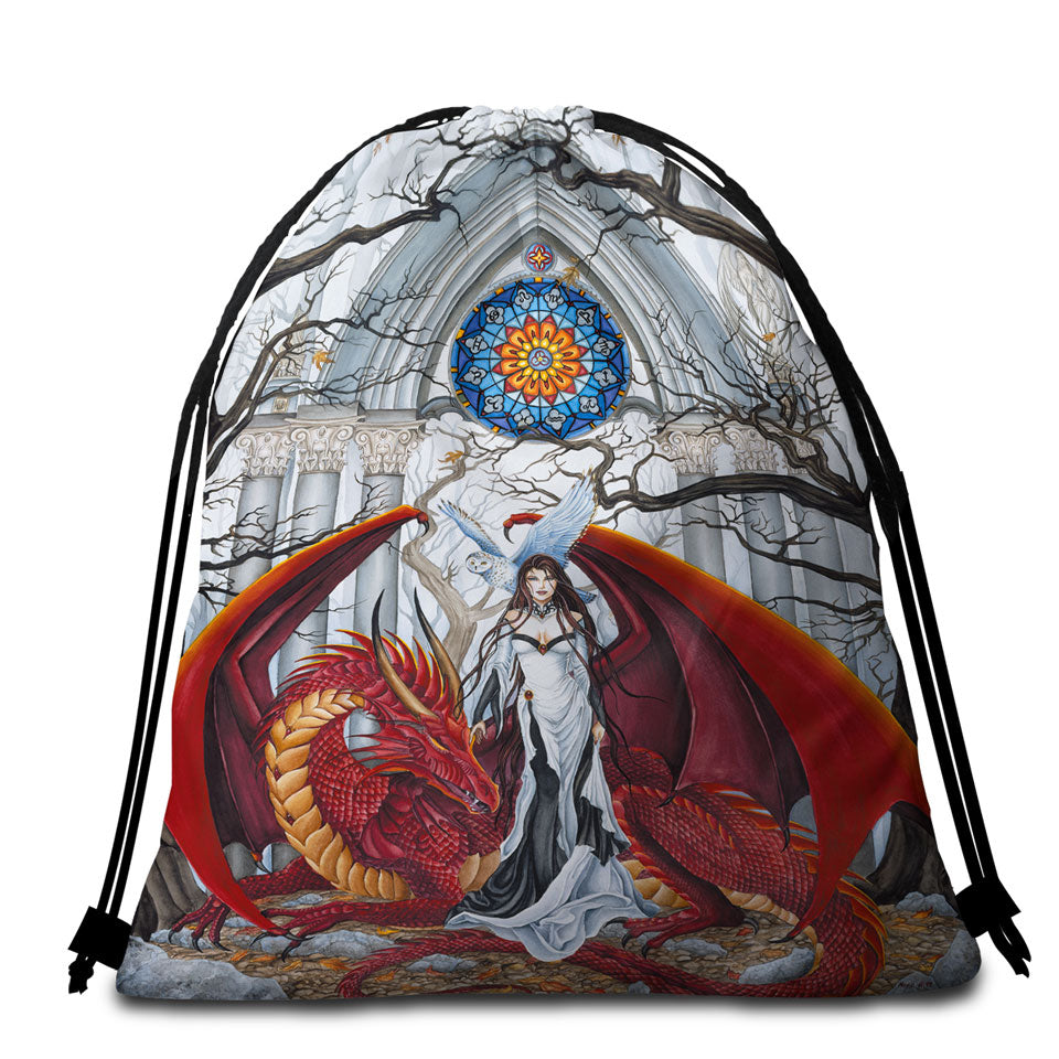 Cool Fantasy Art Beach Bags and Towels Wisdom the Dragon Queen