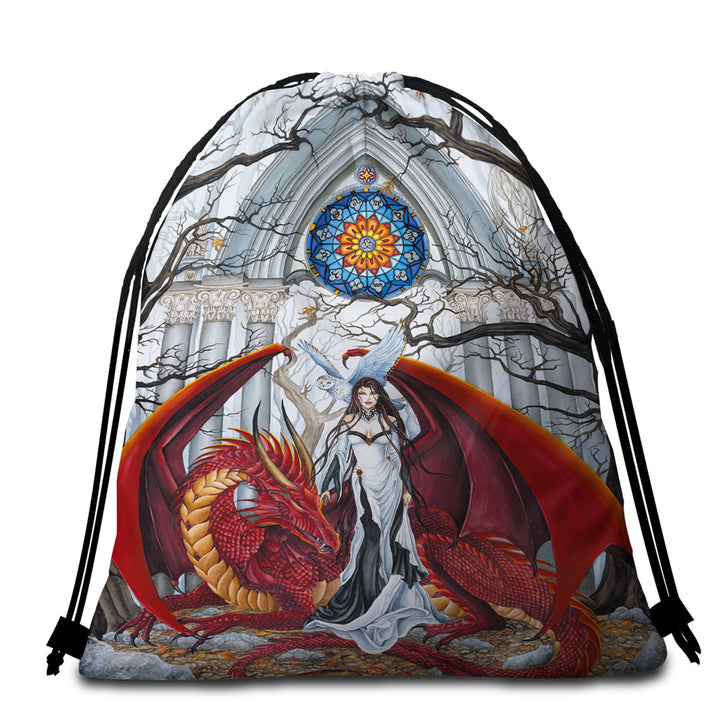 Cool Fantasy Art Beach Bags and Towels Wisdom the Dragon Queen