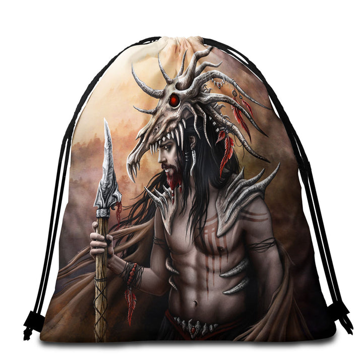 Cool Fantasy Art Brave Man the Hunter Beach Bags for Towels