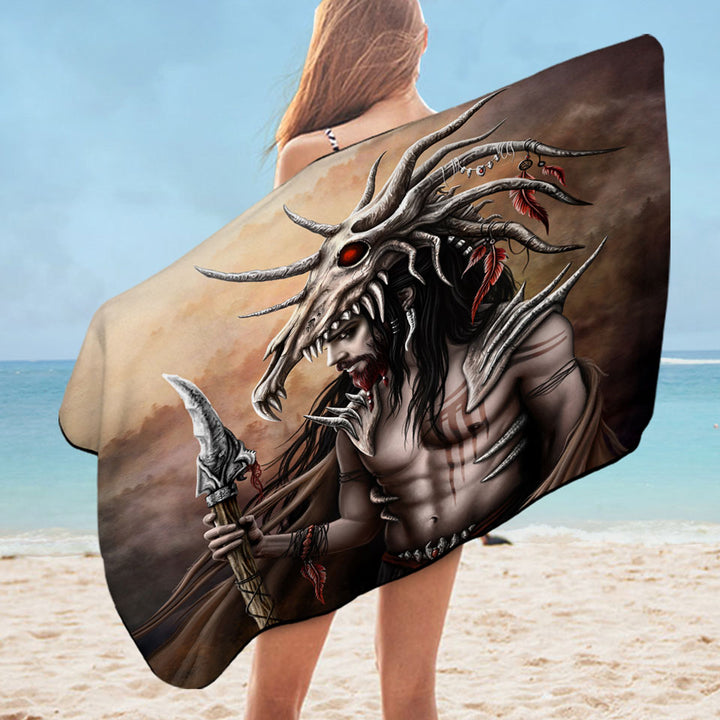 Cool Fantasy Art Brave Man the Hunter Microfiber Beach Towel