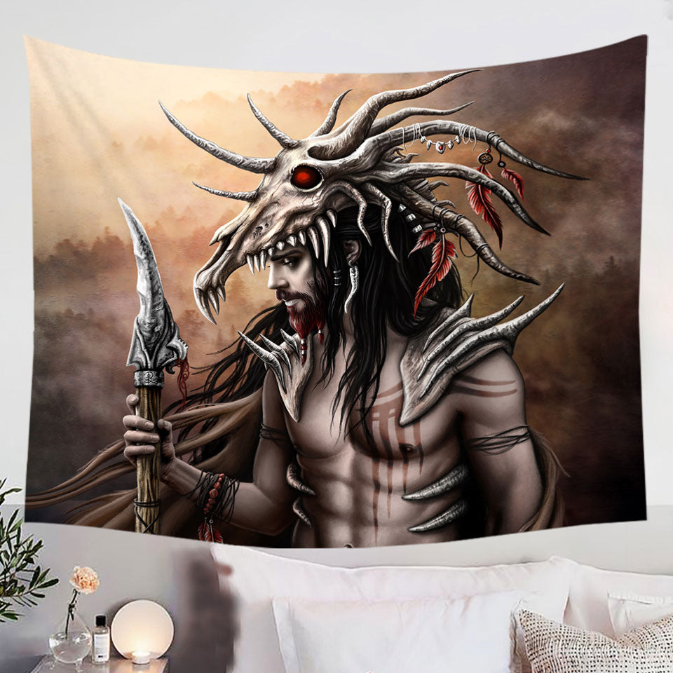 Cool-Fantasy-Art-Brave-Man-the-Hunter-Tapestry-Wall-Decor