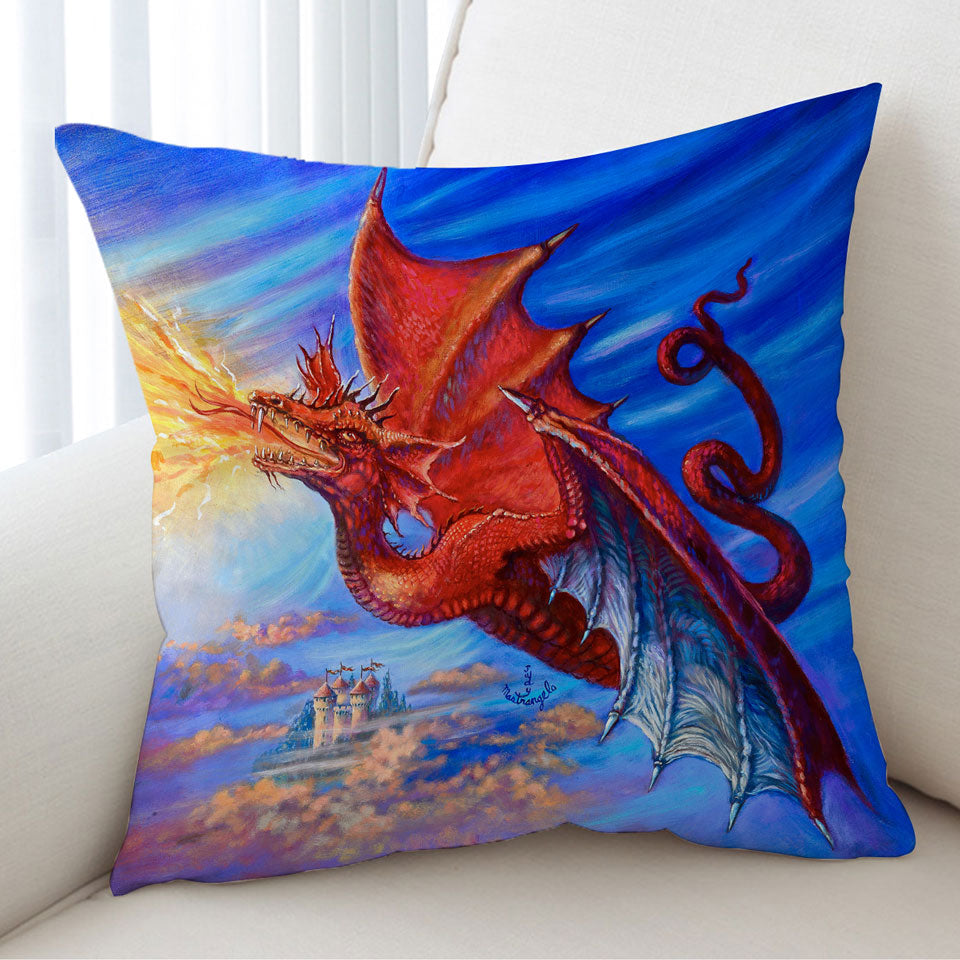 Cool Fantasy Art Breathing Fire Red Dragon Cushions