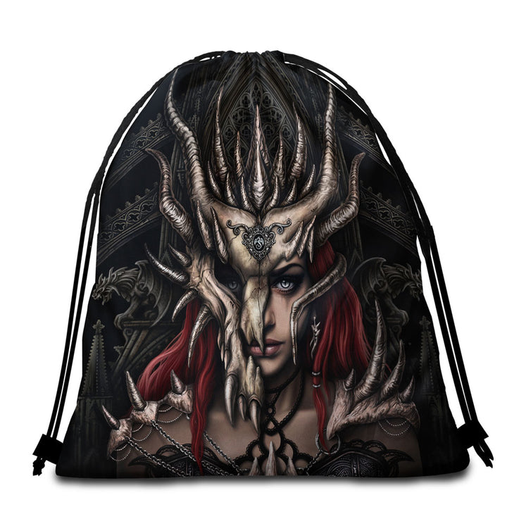Cool Fantasy Art Dragon Mask Beach Bags and Towels