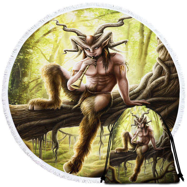 Cool Fantasy Art Faunus the Goat Man Beach Towels