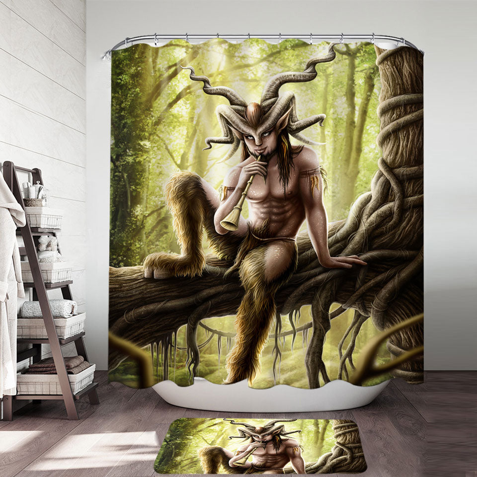 Cool Fantasy Art Faunus the Goat Man Shower Curtain