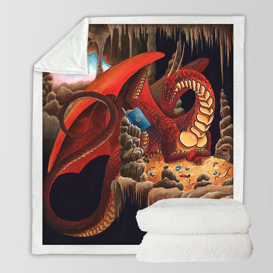products/Cool-Fantasy-Art-Fleece-Blankets-Dragon-Reading-a-Book