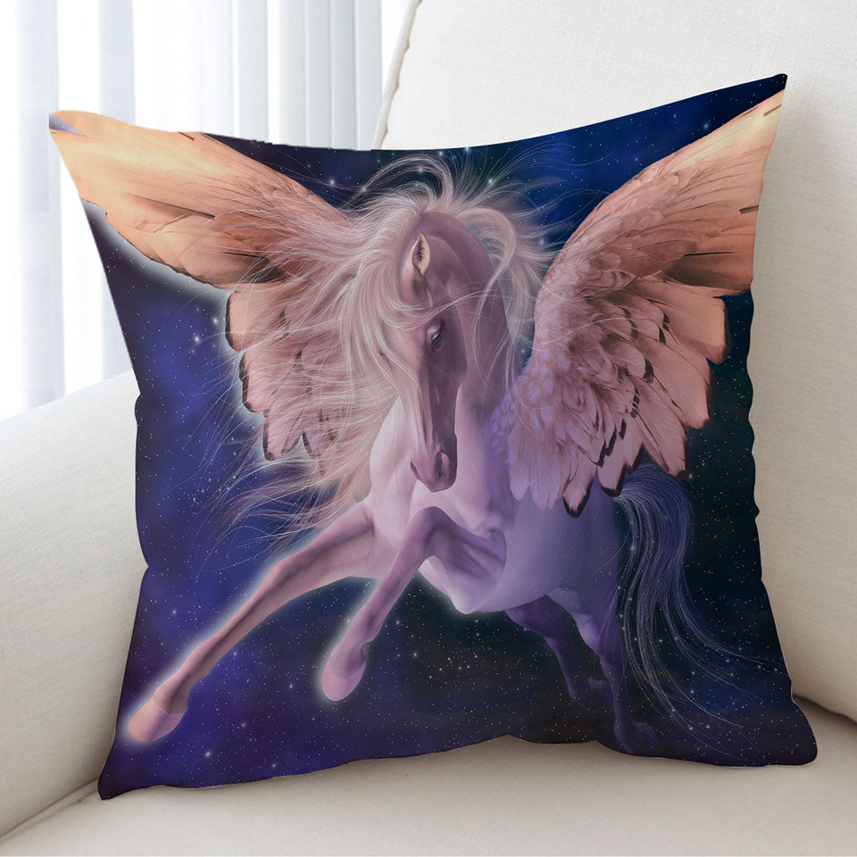 Cool Fantasy Art Flying White Horse Pegasus Cushion
