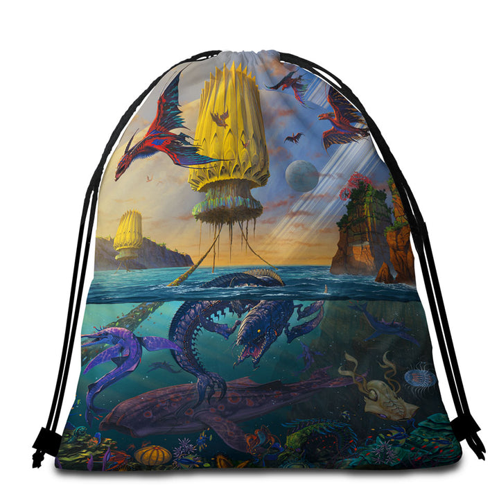 Cool Fantasy Art Frightening Ocean Beach Bags and Towels
