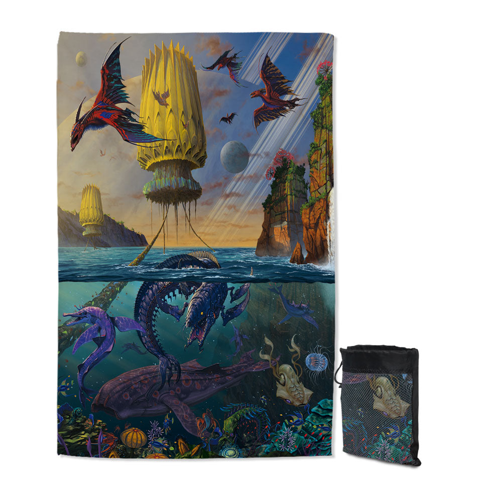 Cool Fantasy Art Frightening Ocean Beach Towels